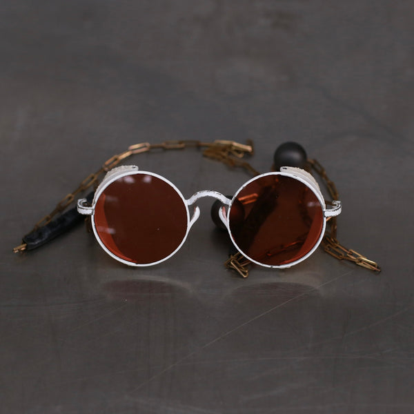 Rigards x UMA WANG joint RG00UW4 series collection beaded sunglasses RG-RG00UW4-FBBYZH chalk white frame rouge red lenses